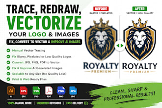 trace redraw vectorize your logo fix convert image to vector fix your ai image