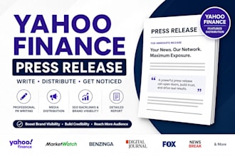 yahoo finance press release writing distribution media coverage SEO backlinks PR