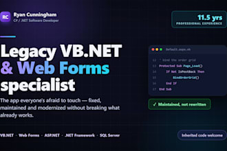 fix, maintain and modernize legacy vb net or web forms app