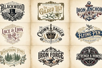 do awesome vintage victorian and tattoo etc logo design