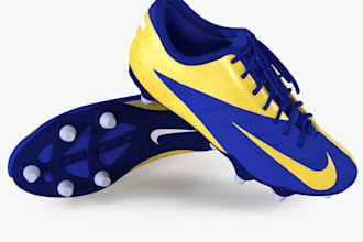 design realistic 3d football cleat, soccer boot and footwear model