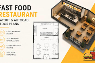 create fast food restaurant layout autocad floor plans