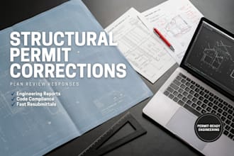 structural calcs, engineering letter, permit plans and plan review response