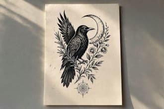 draw a line art or minimalist tattoo illustration