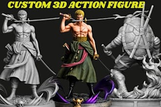 3d anime figure convert 2d to 3d character action figure 3d toy print and paint