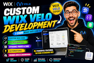 develop custom wix velo code, wix studio, API integration and databases