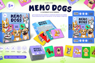 design card game flash cards memory cards board game illustration and box design