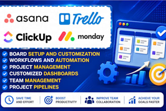 setup and automate asana, jira, trello and smartsheet to boost team productivity