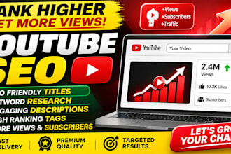 write SEO optimized youtube titles, descriptions, tags and hashtags