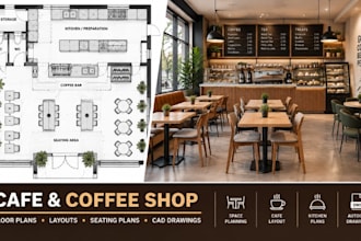 design cafe floor plans, coffee shop layouts, seating plans autocad drawing
