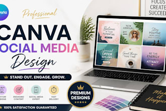 je vais créer des designs canva professionnels pour vos réseaux sociaux