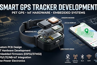 develop smart gps tracker for pets, iot and embedded systems