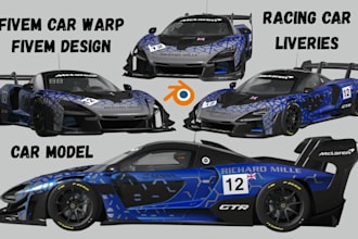 design custom fivem car livery, police, ems, racing  vehicle skins, car model