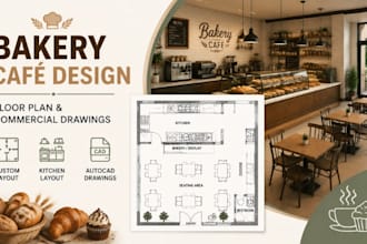 design bakery cafe layout, floor plan commercial  autocad drawings