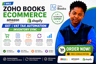 setup zoho books ecommerce amazon shopify gst vat tax automation inventory sync