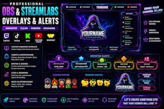 obs streamlabs overlays alerts for twitch, tiktok, kick studio channel animated