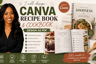 design canva cookbook, recipe book and printable PDF design