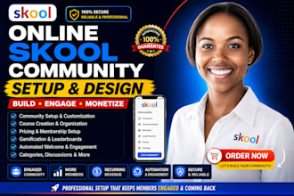 setup skool community, online community setup skool course and membership system