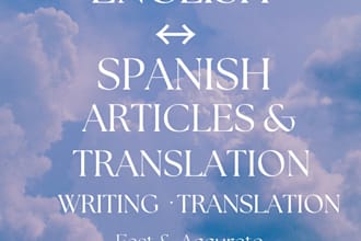 write SEO articles in spanish or english for blogs and websites