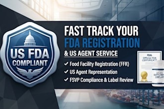 do US fda registration or npn, fda compliance fsvp, US agent and label review