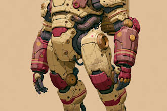 do anime style mecha robot illustrations