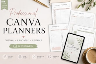 design a professional planner or printable in canva
