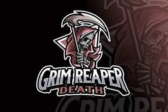 draw dark reaper logo for gaming, band and bold brand