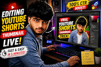 design eye catching youtube shorts thumbnails