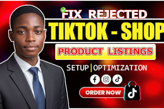 fix rejected tiktok shop listings, product listing issues and tiktok shop setup