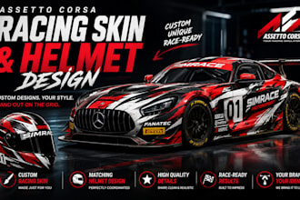 create assetto corsa racing skin and helmet design