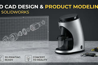 do 3d cad design, cad modeling, 3d product and rendering