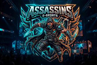 draw wonderful assassin e sport mascot logo for your company