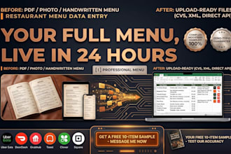 do restaurant menu data entry for ubereats, doordash and grubhub