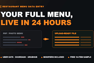 do restaurant menu data entry for ubereats, doordash and grubhub