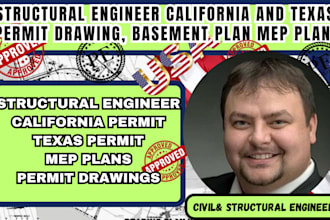 structural engineer california and texas permit drawing, basement plan mep plan