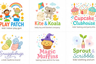 design a fun colorful logo for kids, children baby brands for your
