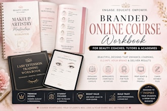 design a branded online course workbook for beauty coaches tutor and academies