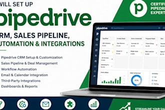 set up pipedrive CRM, sales pipeline, automation and integrations