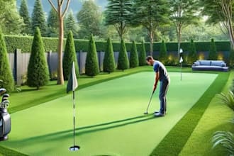 create 3d golf course and  putting green design for landscape projects
