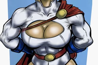 draw a detailed comic, pinup style character illustration