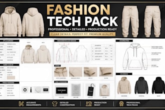 fashion designer streetwear tech pack clothing tech pack fashion tech pack