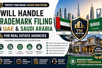 handle trademark filing in uae and saudi arabia for real estate agencies