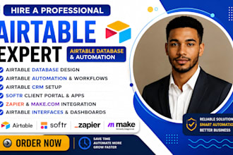 setup airtable database, airtable automation, CRM, softr, zapier