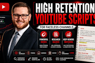 write high retention youtube scripts for faceless channels