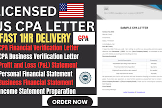 prepare and stamp 1hr CPA letter income verification statement US notary letter