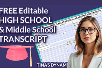 design professional editable college, high school and university transcript