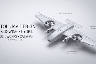design a vtol fixed wing uav or hybrid drone in solidworks or catia v5