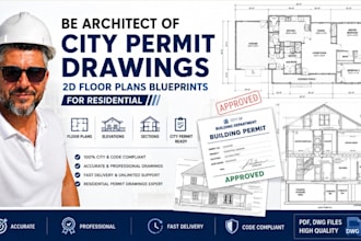 be architect of city permit drawings, 2d floor plans blueprints for residential