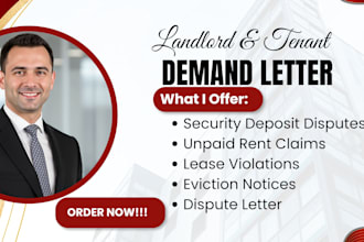 write a professional landlord tenant demand letter for rental disputes