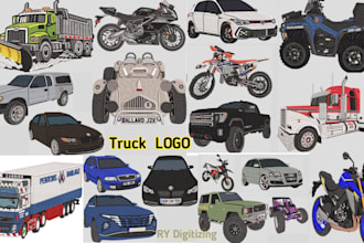 convert your car bike or truck logo to embroidery digitizing in 1 hour